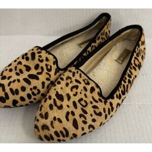 Birdies Blackbird Starling Women's Cheetah Leopard Sherpa Flats Slippers Sz 6